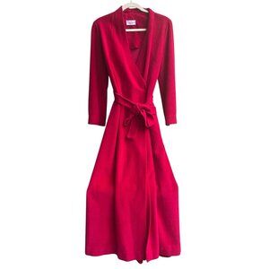 Women's Vintage 1950's Evelyn Pearson MCM Red Glam Wrap Long Robe Size S/M‎